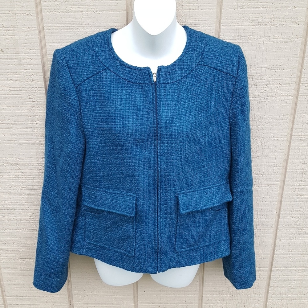 New Louben Size 4 Wool Blend Zip Jacket